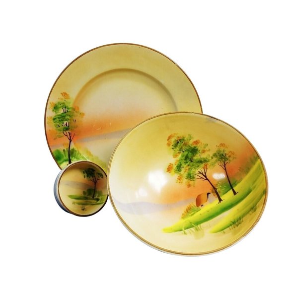 Nippon 3 Piece Mayo Set Hand Painted - Picture 5 of 7